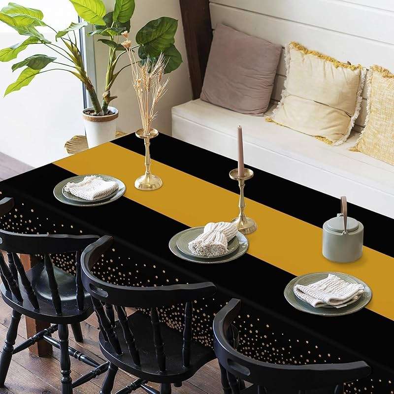 Childom 3 Pack Graduation Tablecloth,Graduation Decorations Class of 2026 Graduation Party Decorations,54"x108" Black and Gold Plastic Table Cloth Disposable for Home,School,Birthday,Wedding,Parties - Image 2