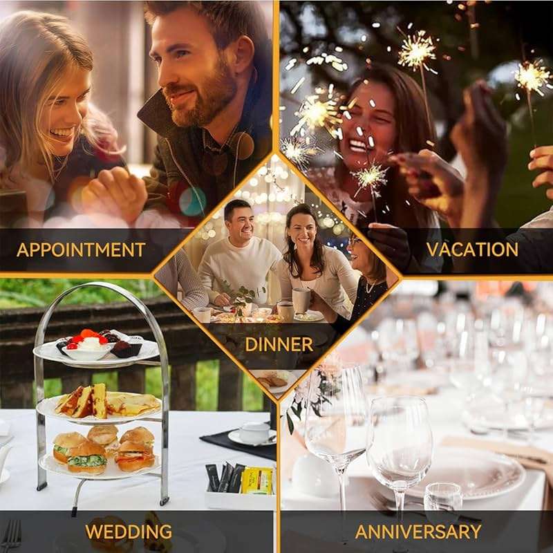 Serving Utensils Set for Partie, Silver Stainless Steel Metal Serveware Large Serving Spoons, Slotted Spoons, Forks, Tongs, Soup and Skimmer Spoon, Cake Server for Buffet, Catering, Entertaining 15pcs - Image 7