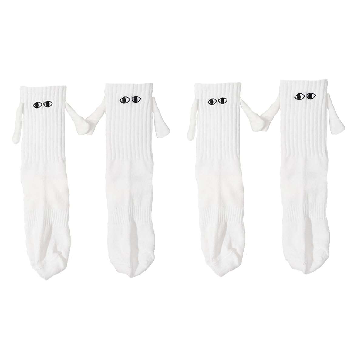 Yawlsow 2 Pair Holding Hands Socks, Funny Magnetic Suction 3D Doll Couple Socks，Unisex Couple Socks - Image 1