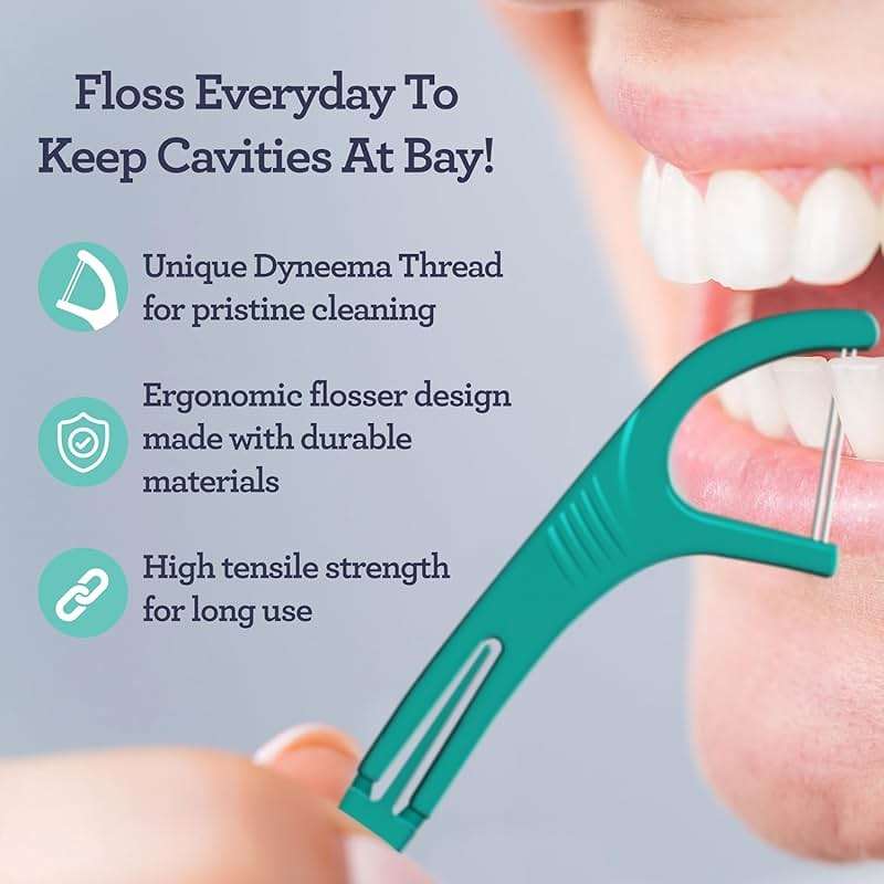 GuruNanda Dual Slickers Floss Picks - Double Threaded Dyneema Dental Floss with Foldable Toothpick for Effective Plaque Removal - Unflavored- 150 Ct - Image 4