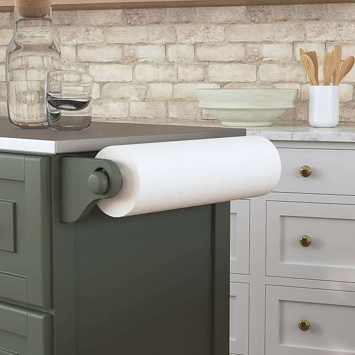 Homestyles Mobile Kitchen Island Cart with Stainless Steel Top, Sage Green - Image 6