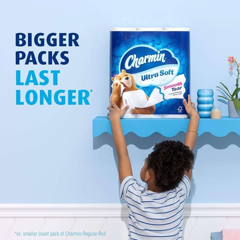 Charmin Ultra Soft Toilet Paper 6 Mega Rolls = 24 Regular Rolls - Image 8