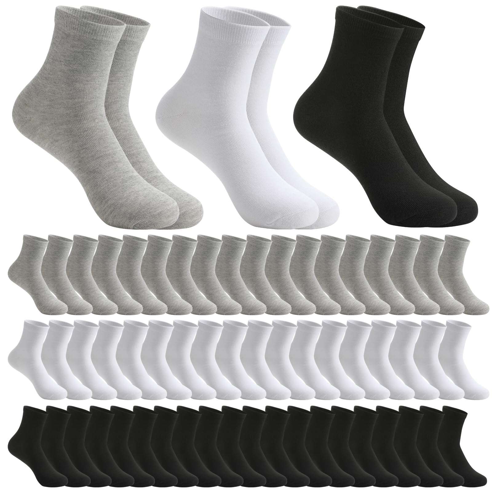 Sophproton 150 Pairs Mens Quarter Socks Athletic Moisture Wicking Casual Sports Socks Bulk Pack for Homeless Unisex Men Women - Image 1