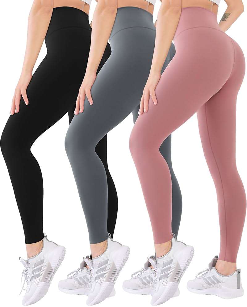 Blisset 3 Pack High Waisted Leggings for Women with Pockets Soft Active Tummy Control Pants for Yoga Running & Daily Wear - Image 1