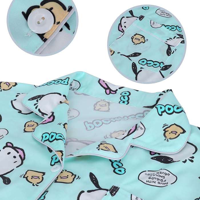 WANHONGYUE Kawaii Cartoon Pajamas for Women Girls Sleepwear Loungewear Short Sleeve Shirt with Shorts 2 Piece Pajama Sets Blue-3 M - Image 4