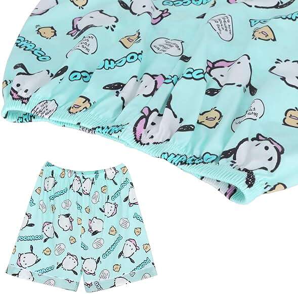 WANHONGYUE Kawaii Cartoon Pajamas for Women Girls Sleepwear Loungewear Short Sleeve Shirt with Shorts 2 Piece Pajama Sets Blue-3 M - Image 5