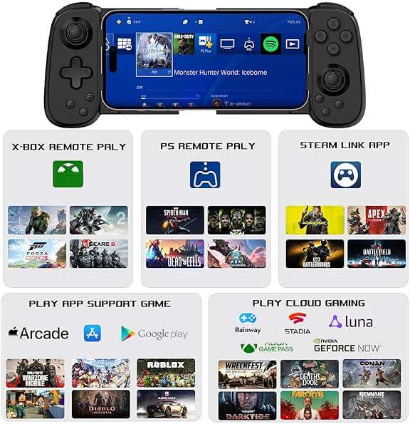 arVin Mobile Gaming Controller for iPhone 16/15/14/iPad/Android Phone/Tablet/Switch, PS Remote Player Gamepad for PS5/PS4/Xbox/PC, Wireless Joystick Play Cloud Gaming, Arcade Mfi Games, CODM, Roblox - Image 3