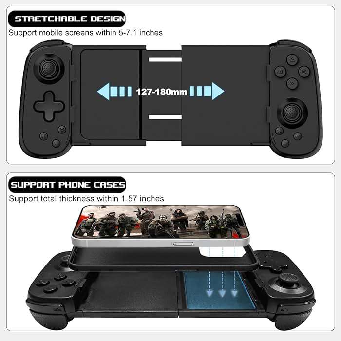 arVin Mobile Gaming Controller for iPhone 16/15/14/iPad/Android Phone/Tablet/Switch, PS Remote Player Gamepad for PS5/PS4/Xbox/PC, Wireless Joystick Play Cloud Gaming, Arcade Mfi Games, CODM, Roblox - Image 7