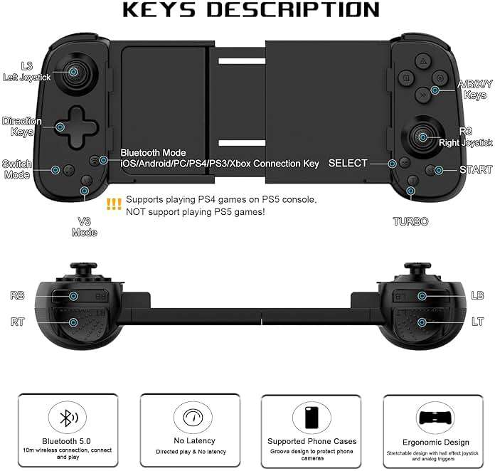 arVin Mobile Gaming Controller for iPhone 16/15/14/iPad/Android Phone/Tablet/Switch, PS Remote Player Gamepad for PS5/PS4/Xbox/PC, Wireless Joystick Play Cloud Gaming, Arcade Mfi Games, CODM, Roblox - Image 9
