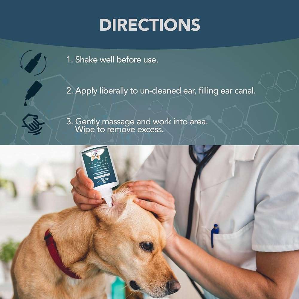 NOVEHA Pet Ear Drops with 1% Hydrocortisone | Ear Cleaner for Dogs & Cats for Earwax buildup, - No-Sting Formula, Calms Itch & Reduces Painful Ear Infections 60mL (60ml (Pack of 1)) - Image 5