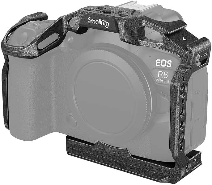 SmallRig“Black Mamba”Camera Cage for Canon R6 Mark II and R6 Mark III,Quick Release Plate for Arca-Type, Film Movie Making Camera Video Cage with Shoe Mount, 1/4''-20 & 3/8''-16 Threaded Holes - Image 2
