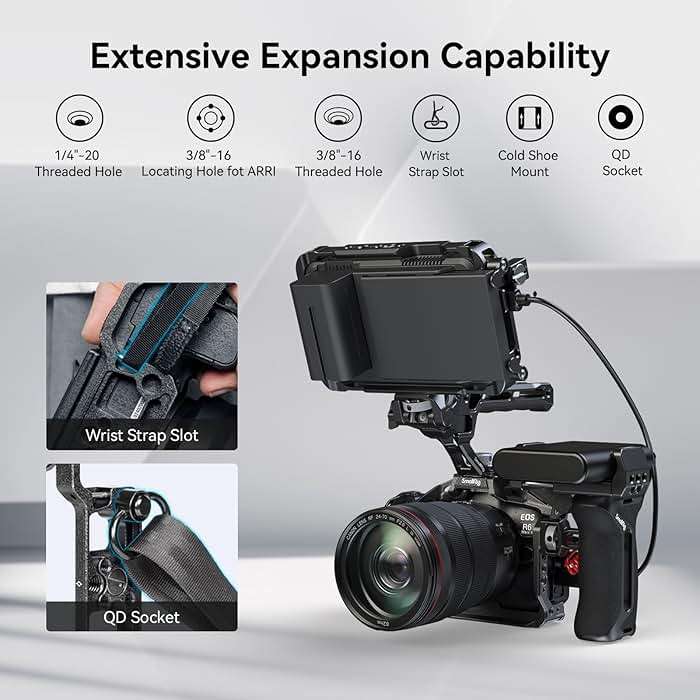 SmallRig“Black Mamba”Camera Cage for Canon R6 Mark II and R6 Mark III,Quick Release Plate for Arca-Type, Film Movie Making Camera Video Cage with Shoe Mount, 1/4''-20 & 3/8''-16 Threaded Holes - Image 7