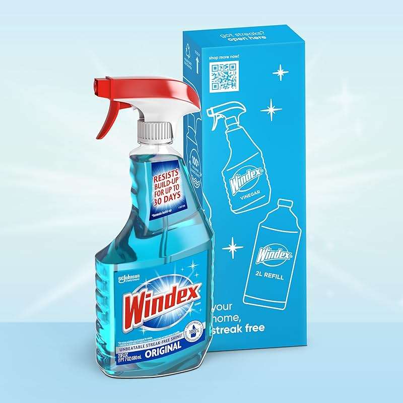 Windex Glass and Window Cleaner Spray Bottle, Packaging Designed to Prevent Leakage and Breaking, Surface Cleaning Spray, Original Blue Scent, 23 Fl Oz - Image 4