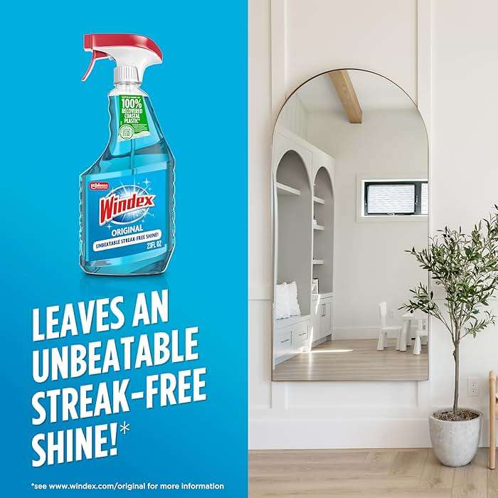 Windex Glass and Window Cleaner Spray Bottle, Packaging Designed to Prevent Leakage and Breaking, Surface Cleaning Spray, Original Blue Scent, 23 Fl Oz - Image 8