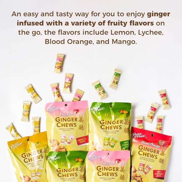 Prince of Peace Ginger Chews Assrted Flavors, 8 oz - Lemon, Lychee, Blood Orange, Mango – Candied Ginger – Candy Pack – Ginger Chews Candy – Natural Candy - Image 4
