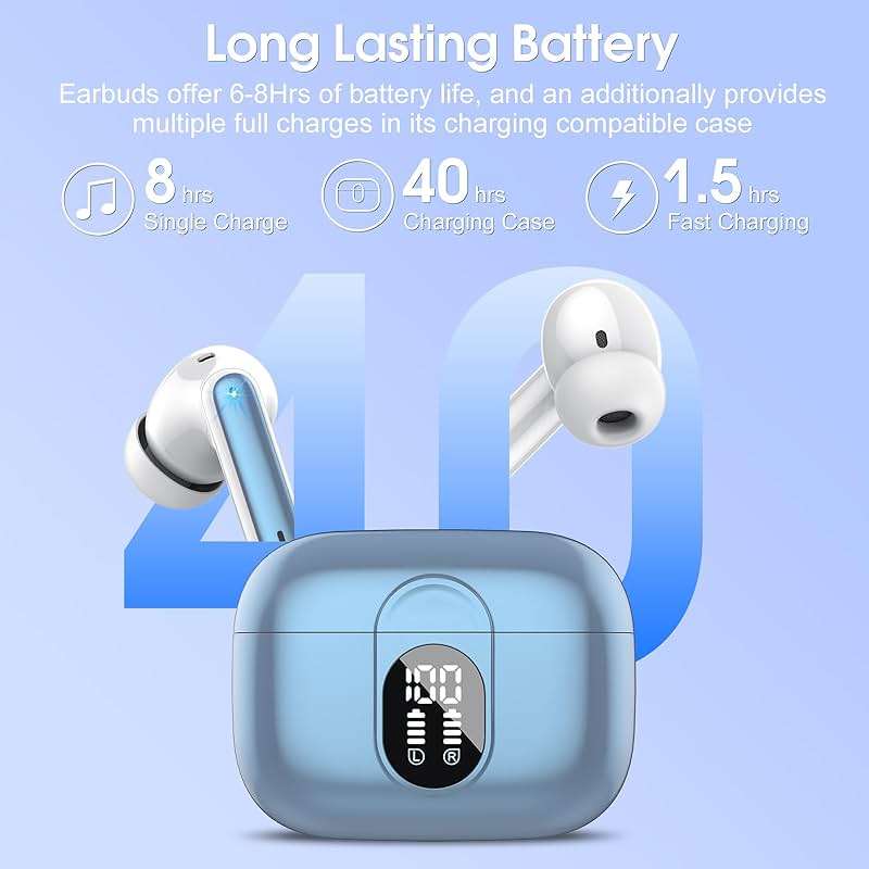 Wireless Earbuds 2024 Bluetooth 5.3 Headphones HiFi Stereo, 40H Playtime in-Ear Earbud, Bluetooth Earbuds with LED Power Display, IP7 Waterproof Wireless Earphones Sport Headset for Android iOS - Image 4