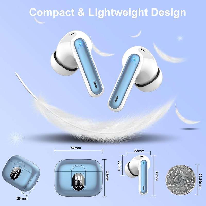 Wireless Earbuds 2024 Bluetooth 5.3 Headphones HiFi Stereo, 40H Playtime in-Ear Earbud, Bluetooth Earbuds with LED Power Display, IP7 Waterproof Wireless Earphones Sport Headset for Android iOS - Image 8
