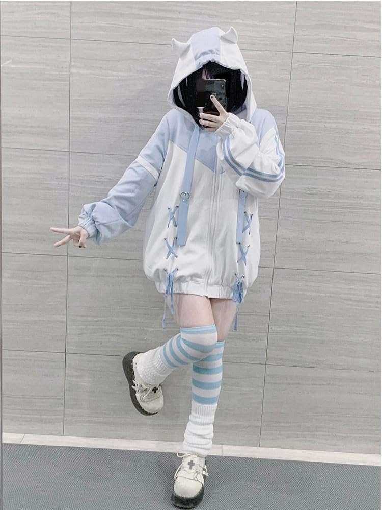 OATSBAS Cute Zip Up Hoodies for Women Watercolor Harajuku Fashion Oversized Sweatshirt y2k Tops - Image 2