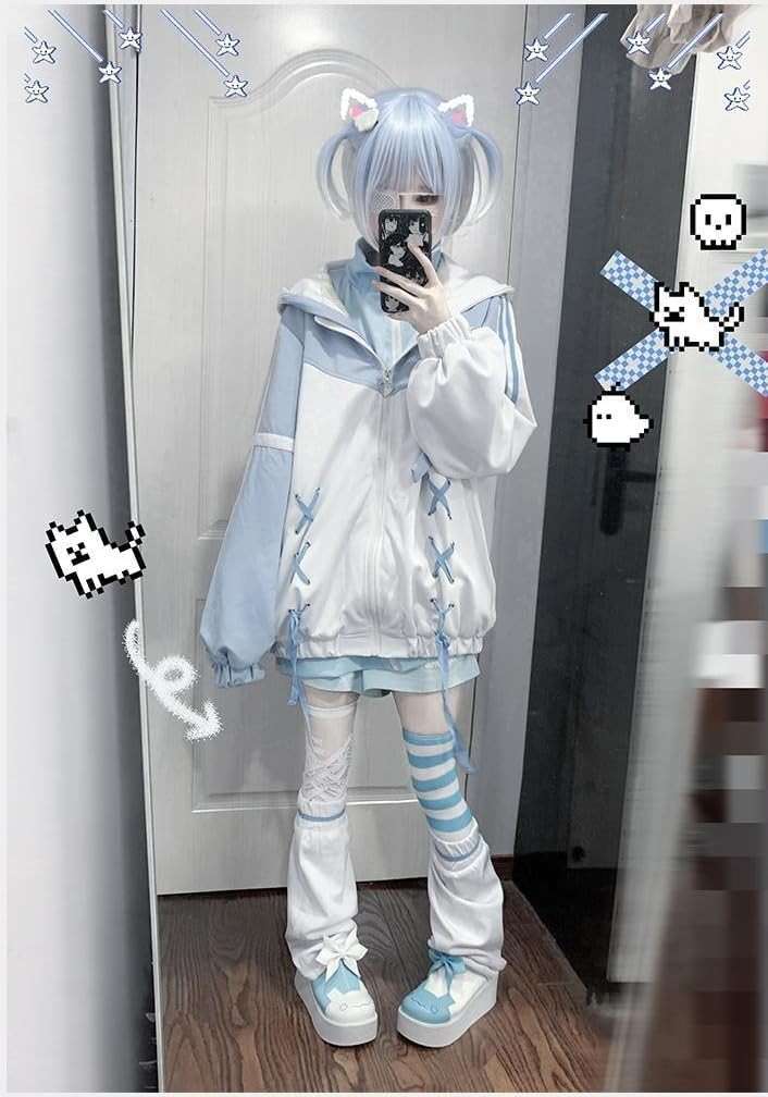 OATSBAS Cute Zip Up Hoodies for Women Watercolor Harajuku Fashion Oversized Sweatshirt y2k Tops - Image 3