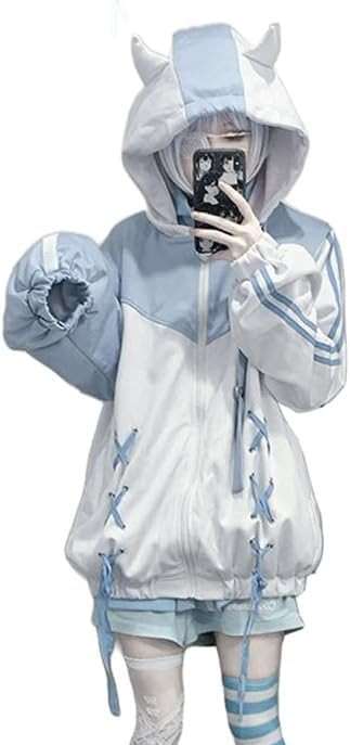 OATSBAS Cute Zip Up Hoodies for Women Watercolor Harajuku Fashion Oversized Sweatshirt y2k Tops - Image 4