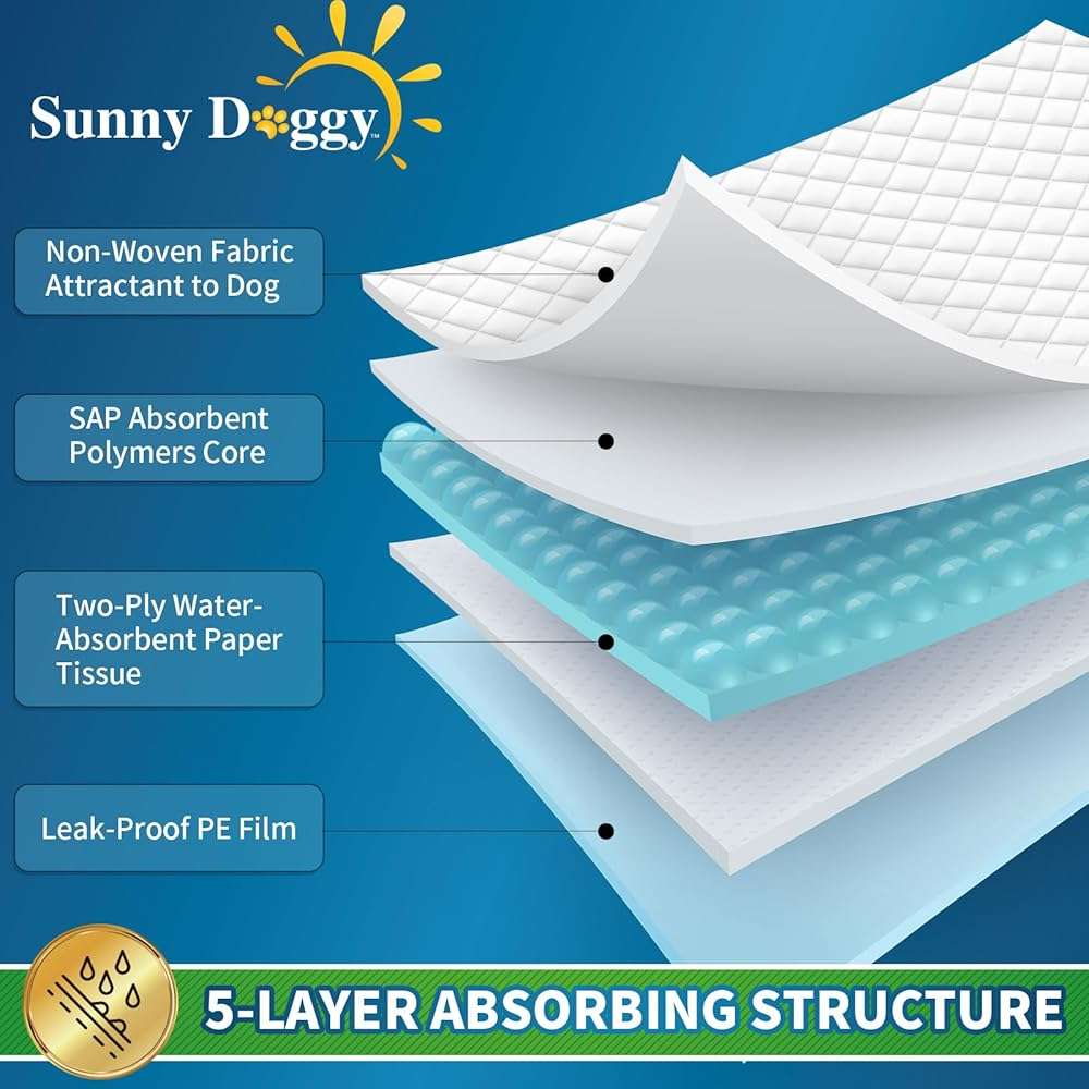 SUNNY DOGGY Pee Pads for Dogs Large 22”x 22”, 120 Count Puppy Pads Pet Training Pads Disposable Upgraded Odor Control, Potty Pads Absorbent and Leak-Proof Dog Housebreaking & Puppy Supplies - Image 3