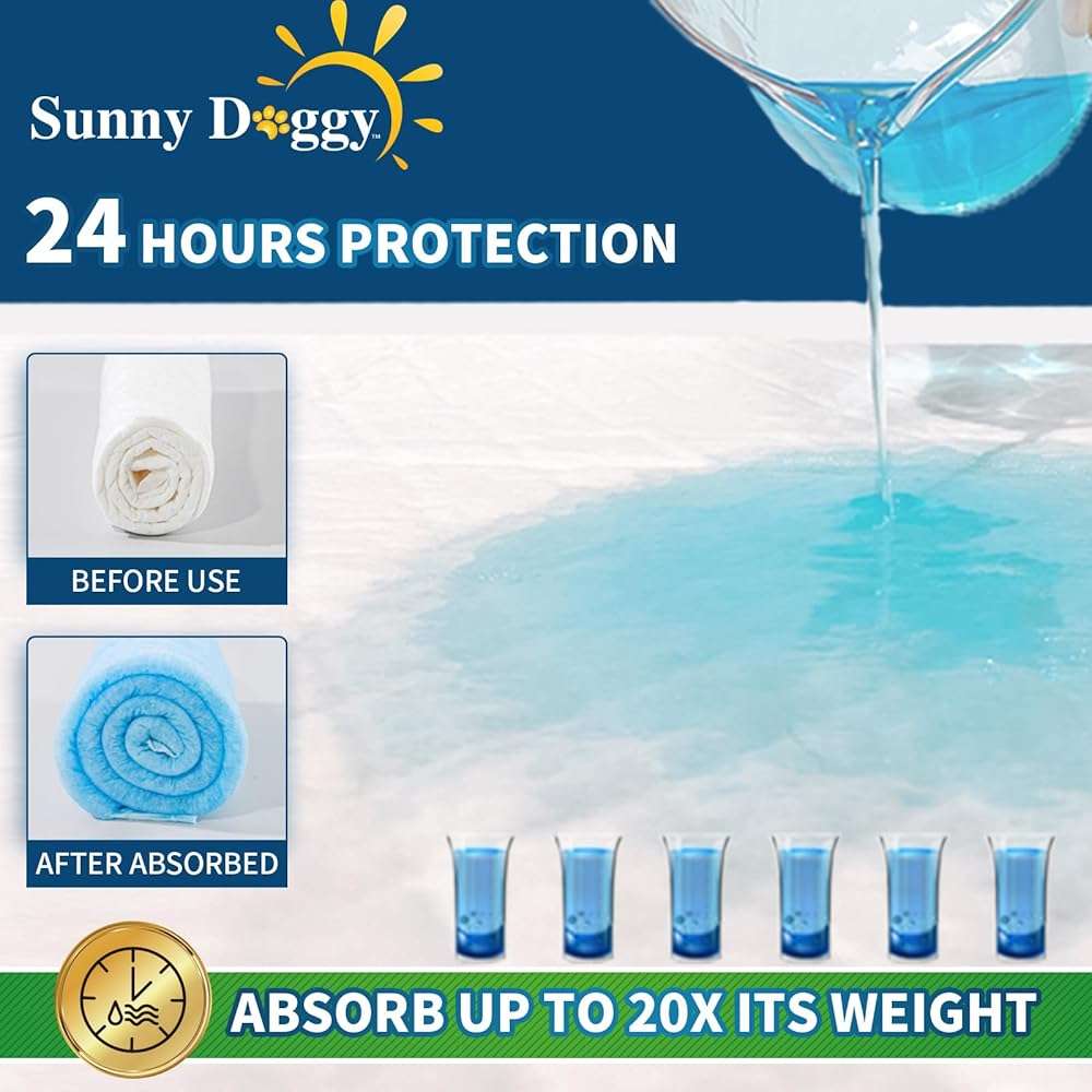 SUNNY DOGGY Pee Pads for Dogs Large 22”x 22”, 120 Count Puppy Pads Pet Training Pads Disposable Upgraded Odor Control, Potty Pads Absorbent and Leak-Proof Dog Housebreaking & Puppy Supplies - Image 5