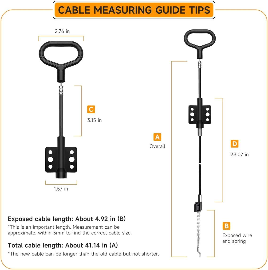 Baridwon Sofa Recliner Parts Pull Cable Replacement, D-Ring Release Pull Handle with S Tip for Couch Sofa Recliner Repair, Exposed Length 4.92Inch - 2 Pack - Image 3