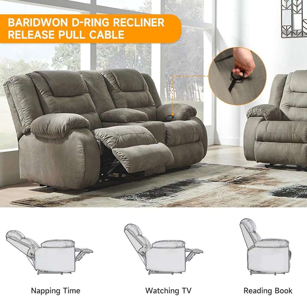 Baridwon Sofa Recliner Parts Pull Cable Replacement, D-Ring Release Pull Handle with S Tip for Couch Sofa Recliner Repair, Exposed Length 4.92Inch - 2 Pack - Image 4