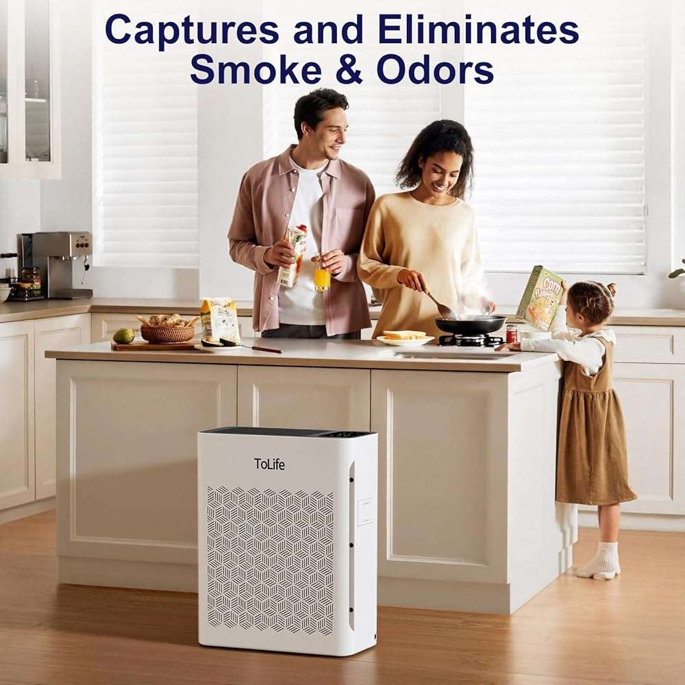 Tolife Air Purifier Large Room, HEPA Air Purifiers for Home Pets Hair with Washable Filter, Air Cleaner for Bedroom up to 1095 Ft² Dust Smoke Odor, Sleep Mode, Timer, White - Image 5