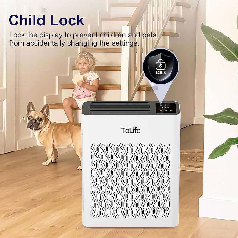 Tolife Air Purifier Large Room, HEPA Air Purifiers for Home Pets Hair with Washable Filter, Air Cleaner for Bedroom up to 1095 Ft² Dust Smoke Odor, Sleep Mode, Timer, White - Image 8