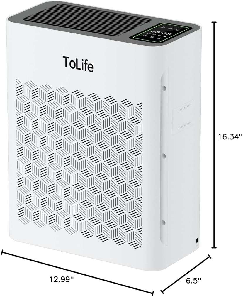 Tolife Air Purifier Large Room, HEPA Air Purifiers for Home Pets Hair with Washable Filter, Air Cleaner for Bedroom up to 1095 Ft² Dust Smoke Odor, Sleep Mode, Timer, White - Image 10