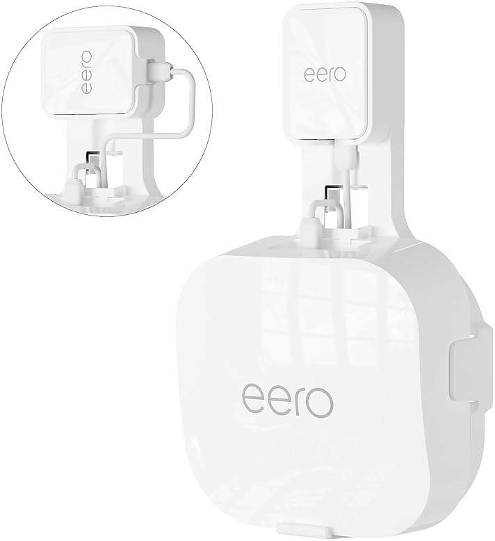 Relassy Wall Mount Holder for eero 6e/6, Outlet Stand Bracket Compatible with eero 6 Mesh Wi-Fi System Extender Router (1 Pack), No Messy Wires, Space Saving - Image 1
