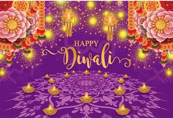 Pnylzzyxh 8x6ft Diwali Backdrop Decorations for Home Happy Diwali Banner Indian Pooja Traditional Decorations India Wedding Deepavali Festival Photography Background Photo Props Booth - Image 3