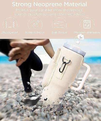 dabria Water Bottle Carrier Bag with Phone Pocket for Stanley 40/30 oz Tumbler Neoprene Water Bottle Holder Pouch with Adjustable Strap Bollus with Straw Cover for Stanley Cup Accessories - Image 3