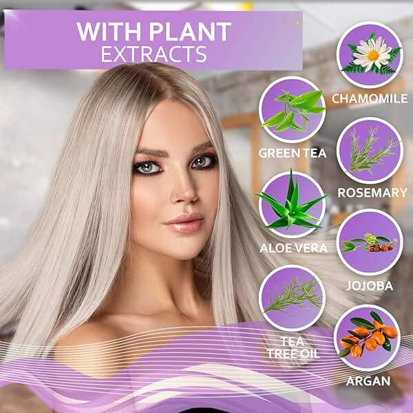 Purple Shampoo - Toner for Blonde Hair - Sulfate and Paraben Free - More Balanced Color Treated, Bleached, Silver, White and Gray Hair - No More Orange, Straw Yellow and Brassy Tones - Women and Men - Image 3