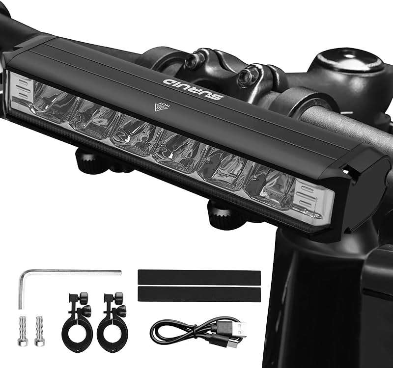 Suruid Super Bright LED Bike Light, USB Rechargeable Bicycle Headlight, Waterproof Bike Headlight, Waterproof Bike Headlight,Daytime Running Light,MTB Off-Road Cycling Commuting - Image 1