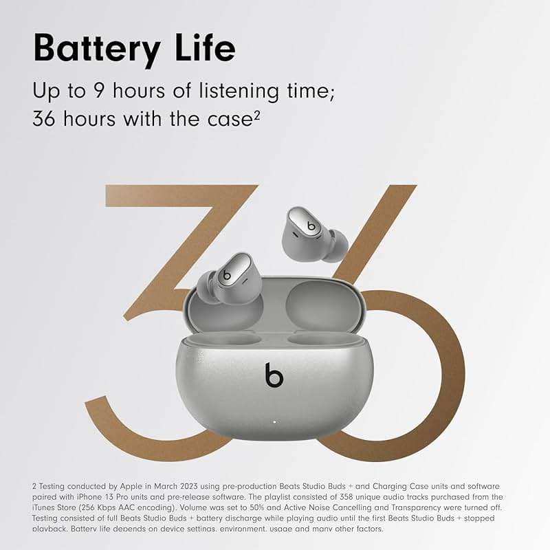 Beats Studio Buds + | True Wireless Noise Cancelling Earbuds, Enhanced Apple & Android Compatibility, Built-in Microphone, Sweat Resistant Bluetooth Headphones, Spatial Audio - Cosmic Silver - Image 5