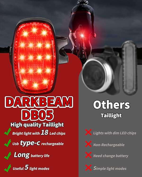 DARKBEAM Bike Headlight Rechargeable USB-C, Bicycle Lights 4000LM Ultra Bright, Mountain Bike Light Set for Night Riding, 6+5 Mode Waterproof Front Bike Light & Rear Light for Road, Cycling - Image 7