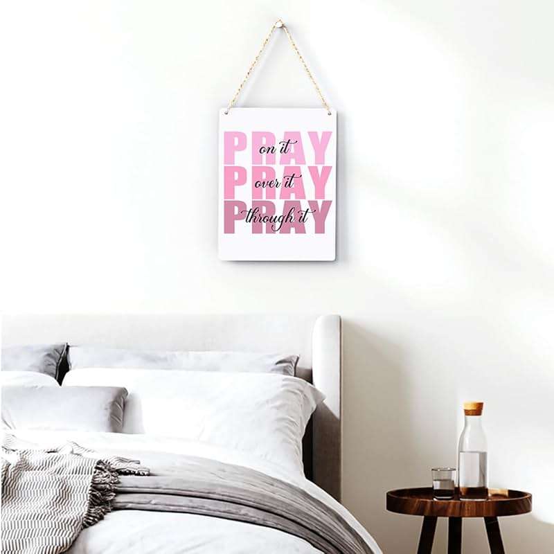 Pink Wall Decor Bible Verse Wall Art Christian Gifts for Women Room Decor for Women Girls Room Decoration Office Wall Decoration for Woman Bedroom Decor for Teen Girls Inspirational Decoration Pray Over It Wall Art - Image 3