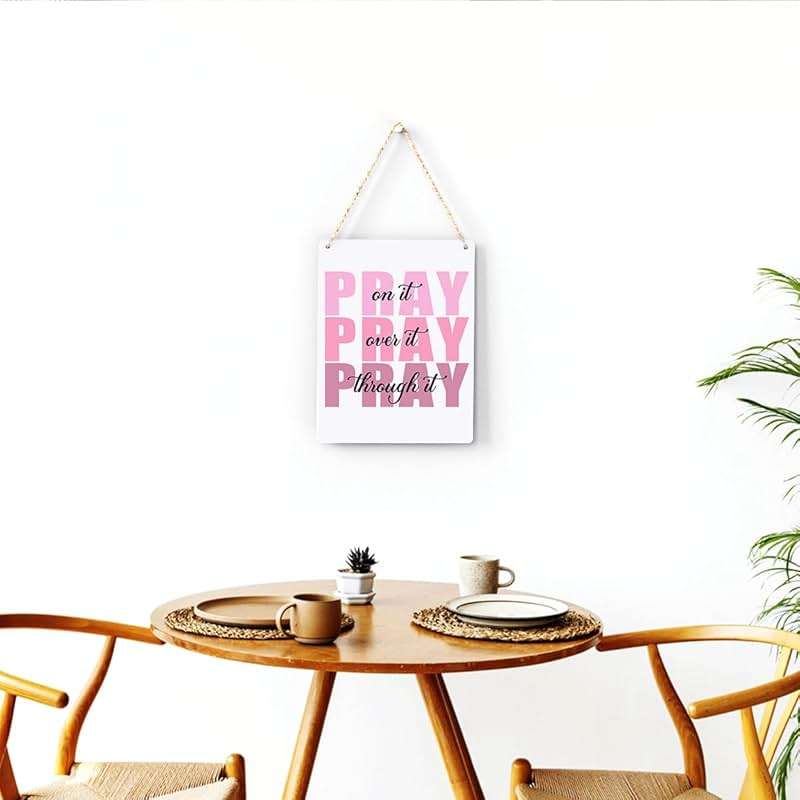 Pink Wall Decor Bible Verse Wall Art Christian Gifts for Women Room Decor for Women Girls Room Decoration Office Wall Decoration for Woman Bedroom Decor for Teen Girls Inspirational Decoration Pray Over It Wall Art - Image 4