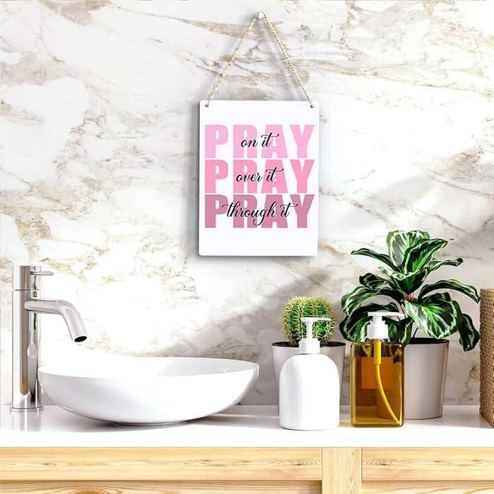 Pink Wall Decor Bible Verse Wall Art Christian Gifts for Women Room Decor for Women Girls Room Decoration Office Wall Decoration for Woman Bedroom Decor for Teen Girls Inspirational Decoration Pray Over It Wall Art - Image 5