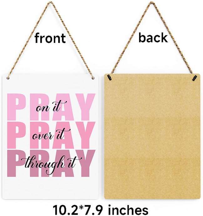 Pink Wall Decor Bible Verse Wall Art Christian Gifts for Women Room Decor for Women Girls Room Decoration Office Wall Decoration for Woman Bedroom Decor for Teen Girls Inspirational Decoration Pray Over It Wall Art - Image 7