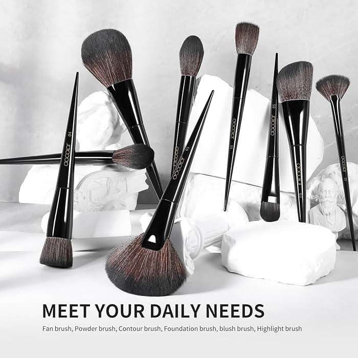 Docolor Makeup Brushes Set Professional 30Pcs Obsidian Makeup Brushes Premium Synthetic Powder Kabuki Foundation Contour Blush Concealer Eye Shadow Blending Eyeliner Crease Eyebrow Make Up Brush Kit - Image 3