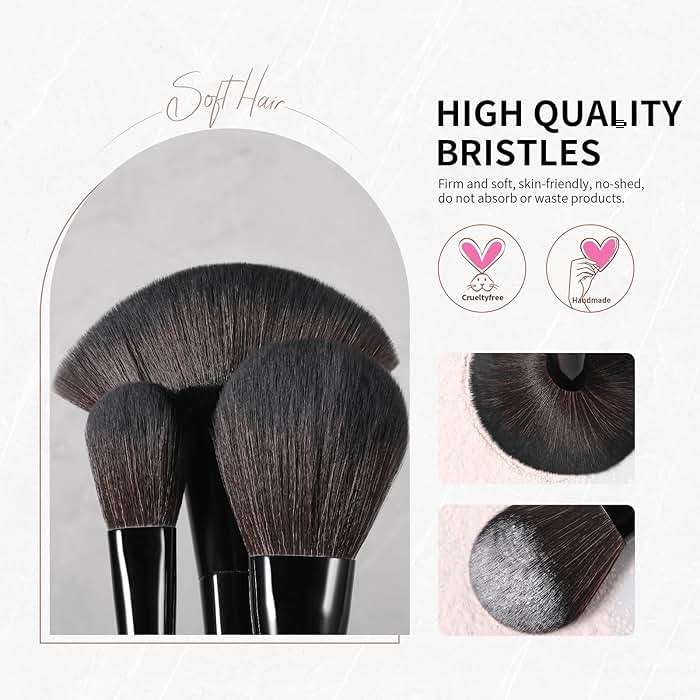 Docolor Makeup Brushes Set Professional 30Pcs Obsidian Makeup Brushes Premium Synthetic Powder Kabuki Foundation Contour Blush Concealer Eye Shadow Blending Eyeliner Crease Eyebrow Make Up Brush Kit - Image 7