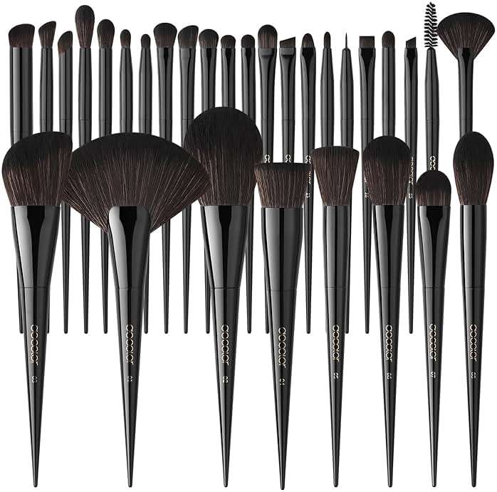 Docolor Makeup Brushes Set Professional 30Pcs Obsidian Makeup Brushes Premium Synthetic Powder Kabuki Foundation Contour Blush Concealer Eye Shadow Blending Eyeliner Crease Eyebrow Make Up Brush Kit - Image 9
