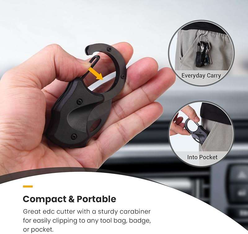 FUNBRO Small Pocket Knife Gift for Men, Keychain Box Cutter with 1.34inch Blade, Mini Folding Knives EDC Gadgets for Everyday Carry, Stocking Stuffers Gift for Adults Men Him - Image 5