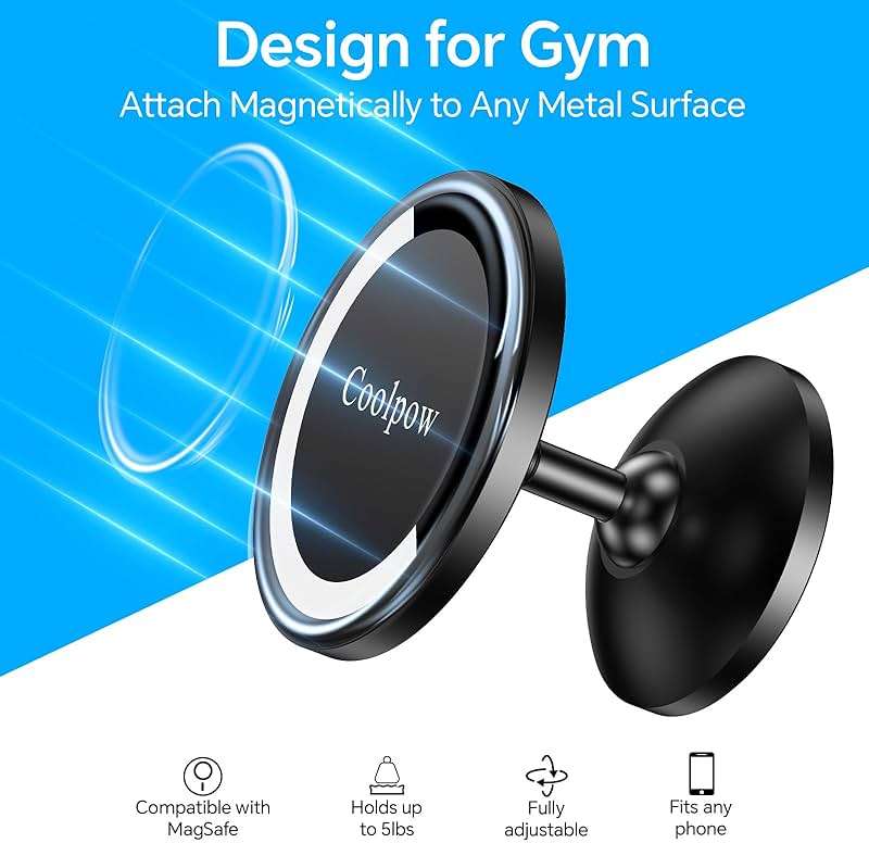 Gym Magnetic Phone Holder Mount for MagSafe【All Metal】Dual Magnetic Phone Holder for Gym Accessories Attach to Metal Surface, Gym Phone Holder Magnet for iPhone 16 15 14 13 Pro Max Gift for Men Women - Image 4