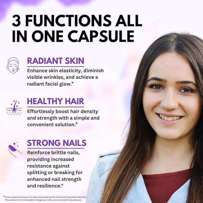 VITBOOST Biotin with Hyaluronic Acid, Collagen and Keratin – 25000 mcg Hair Growth Vitamins for Men and Women – Nails and Skin, USA Made - Third Party Tested, B1, B2, B3, B6, B7 Complex - 60 Capsules - Image 4