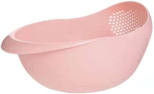 Rice Sieve Plastic Colander Kitchen Drain Basket with Handles Rice Bowl Strainer Strainer Basket Sink Drain Kitchen Tools (pink) - Image 1