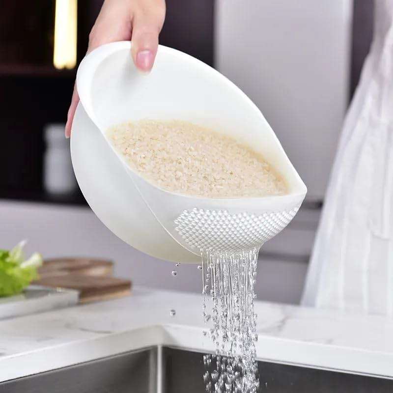 Rice Sieve Plastic Colander Kitchen Drain Basket with Handles Rice Bowl Strainer Strainer Basket Sink Drain Kitchen Tools (pink) - Image 4